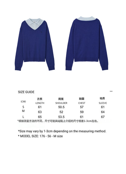 NOHANT 假兩件式針織上衣（藍）